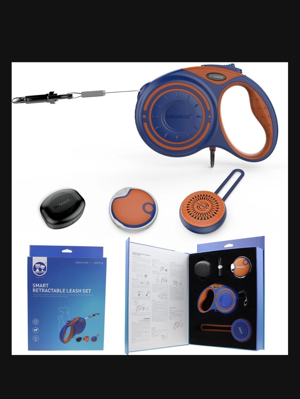 New, open-box DOGNESS Smart Retractable Leash Set.